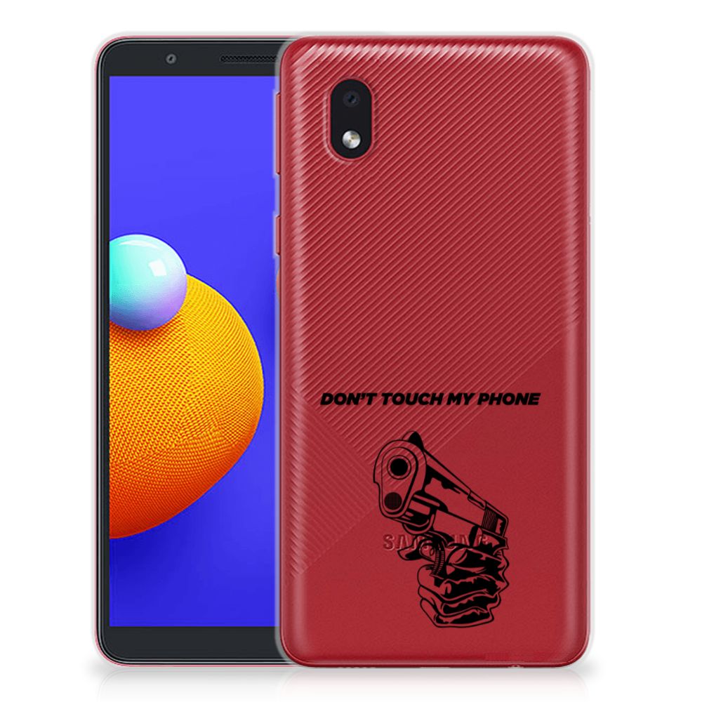 Samsung Galaxy A01 Core Silicone-hoesje Gun Don't Touch My Phone