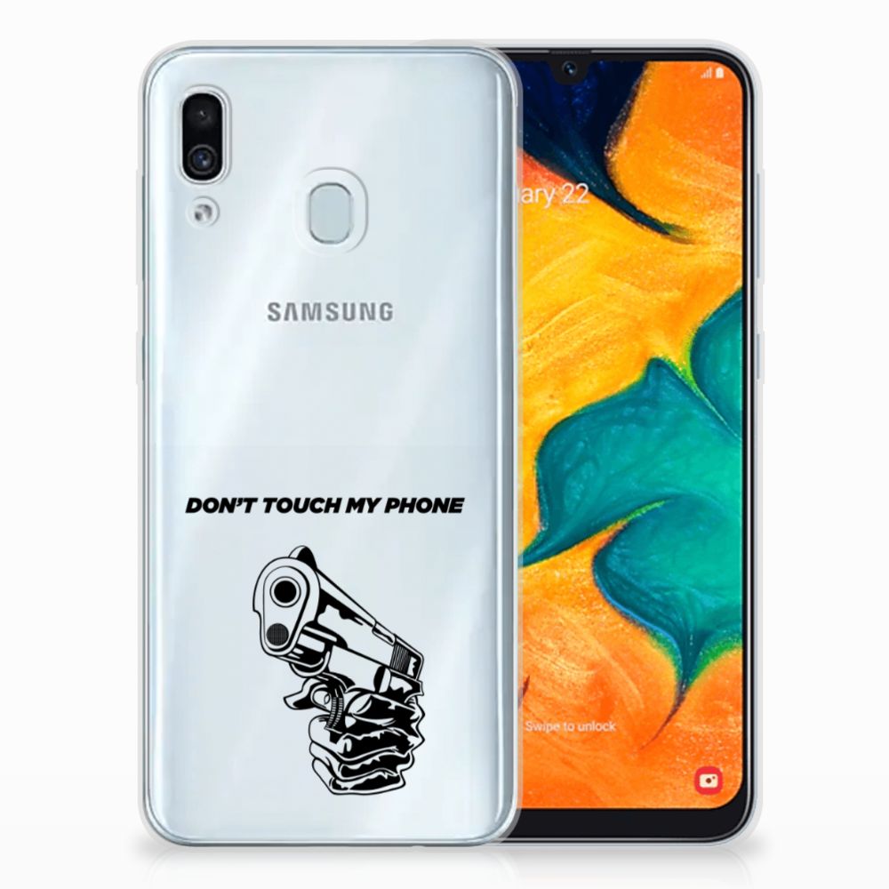 Samsung Galaxy A30 Silicone-hoesje Gun Don't Touch My Phone