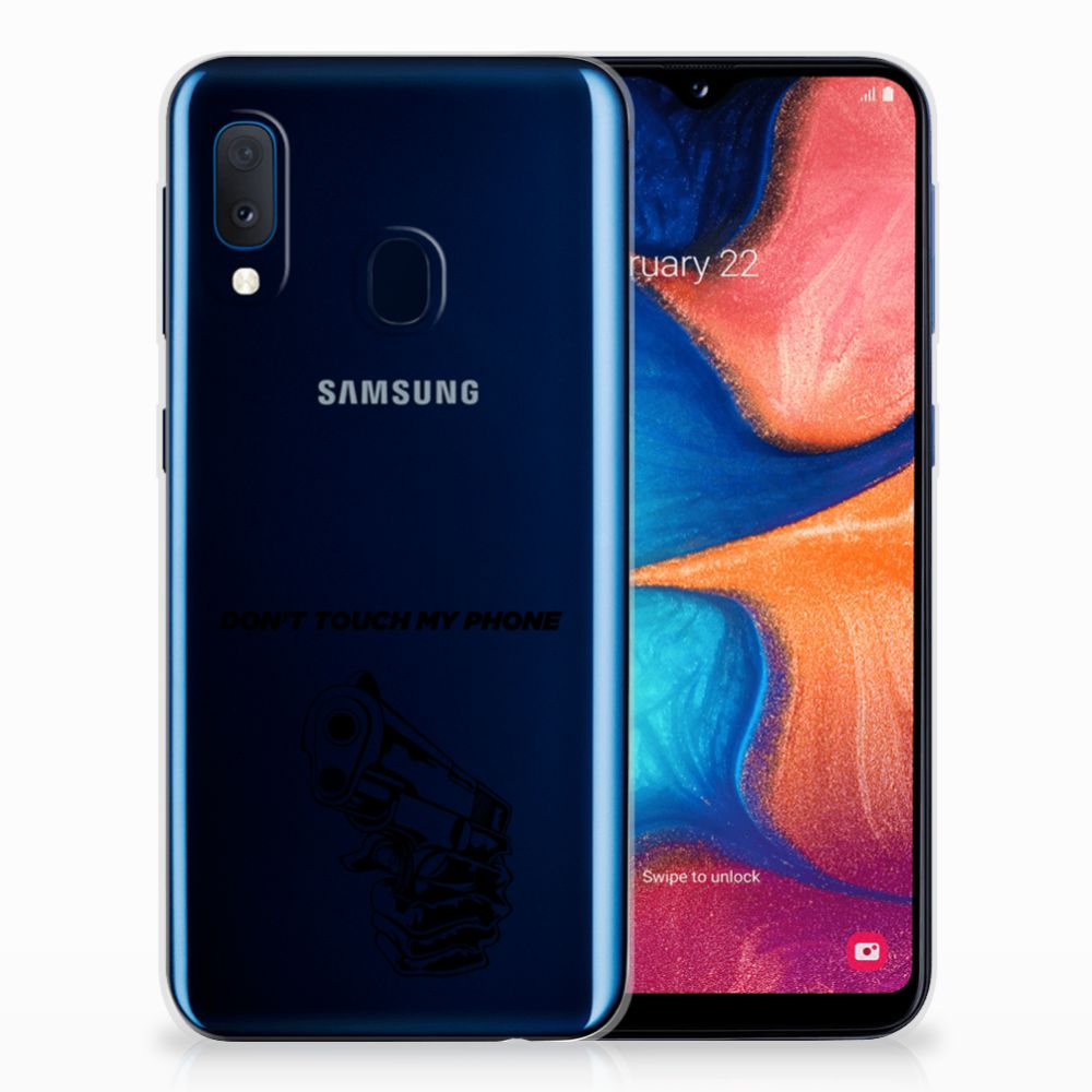 Samsung Galaxy A20e Silicone-hoesje Gun Don't Touch My Phone