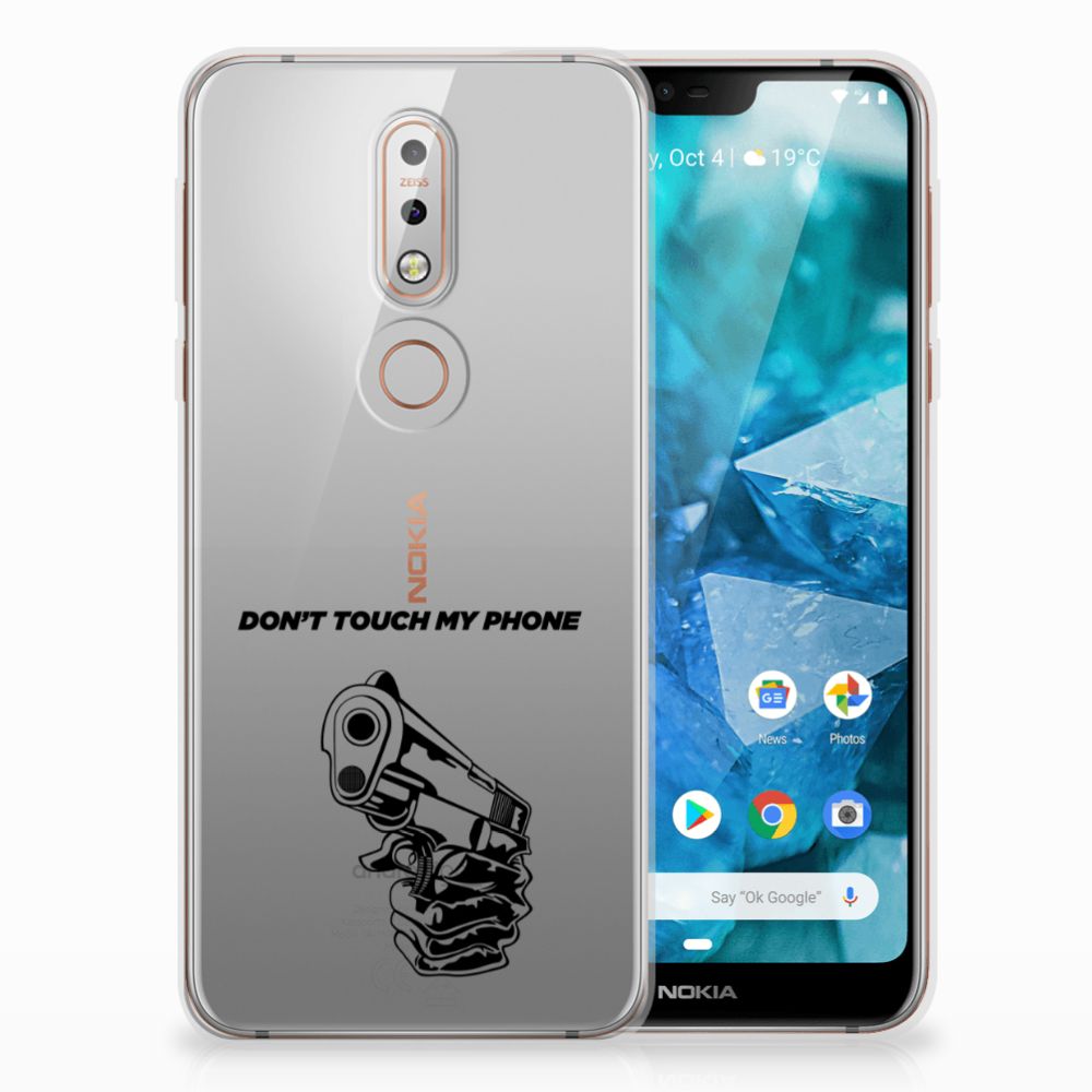 Nokia 7.1 Silicone-hoesje Gun Don't Touch My Phone