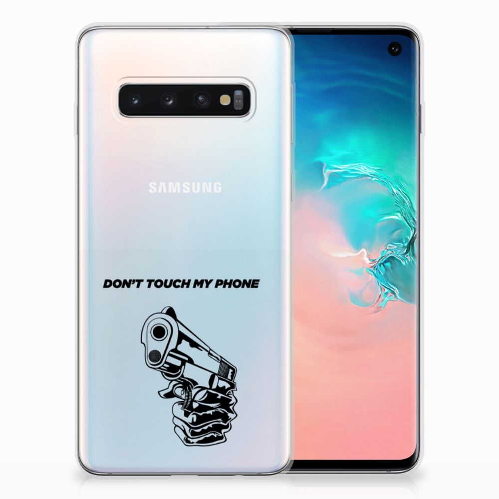 Samsung Galaxy S10 Silicone-hoesje Gun Don't Touch My Phone