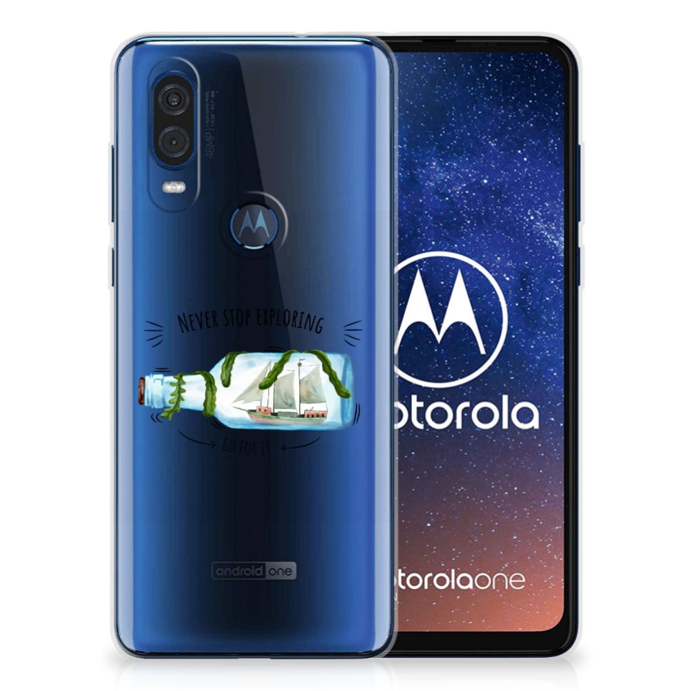 Motorola One Vision Telefoonhoesje met Naam Boho Bottle
