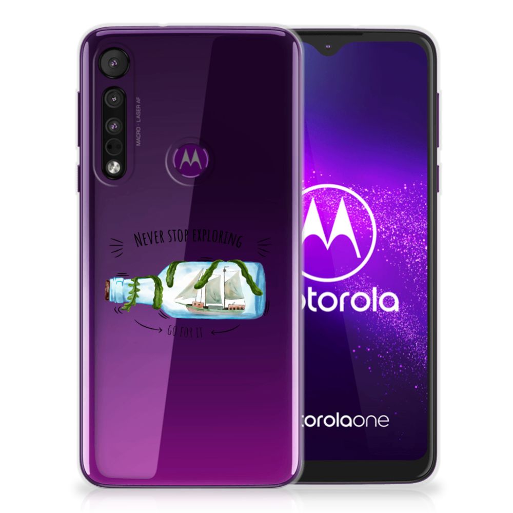 Motorola One Macro Telefoonhoesje met Naam Boho Bottle