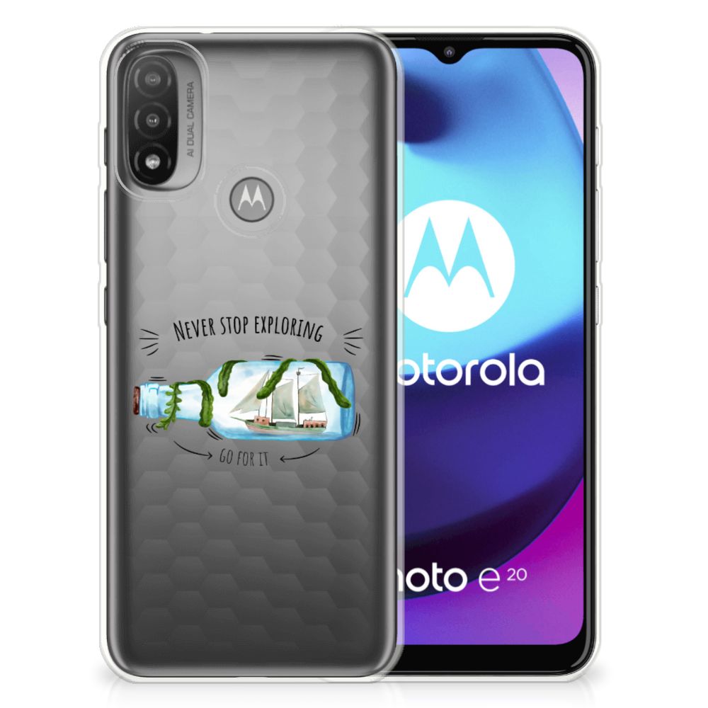 Motorola Moto E20 | E40 Telefoonhoesje met Naam Boho Bottle