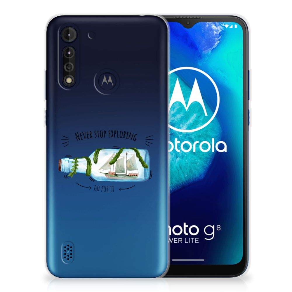 Motorola Moto G8 Power Lite Telefoonhoesje met Naam Boho Bottle