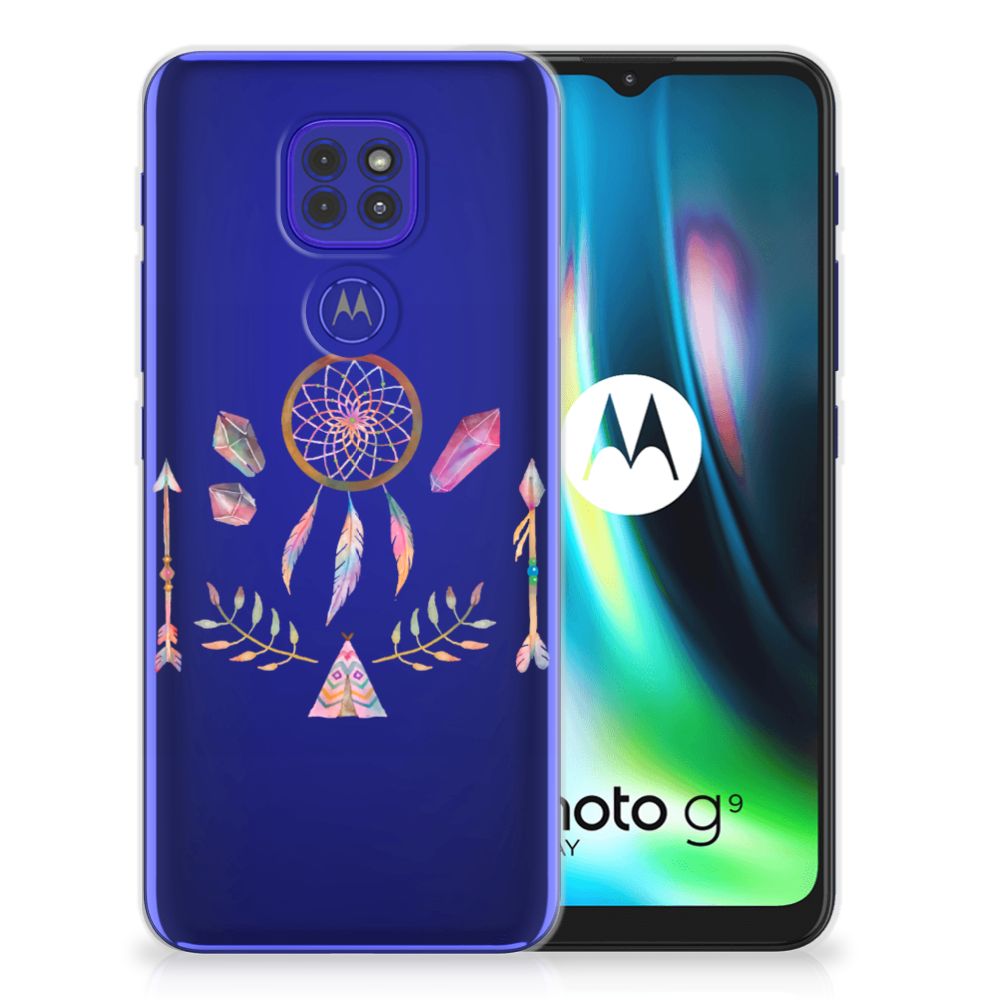 Motorola Moto G9 Play | E7 Plus Telefoonhoesje met Naam Boho Dreamcatcher