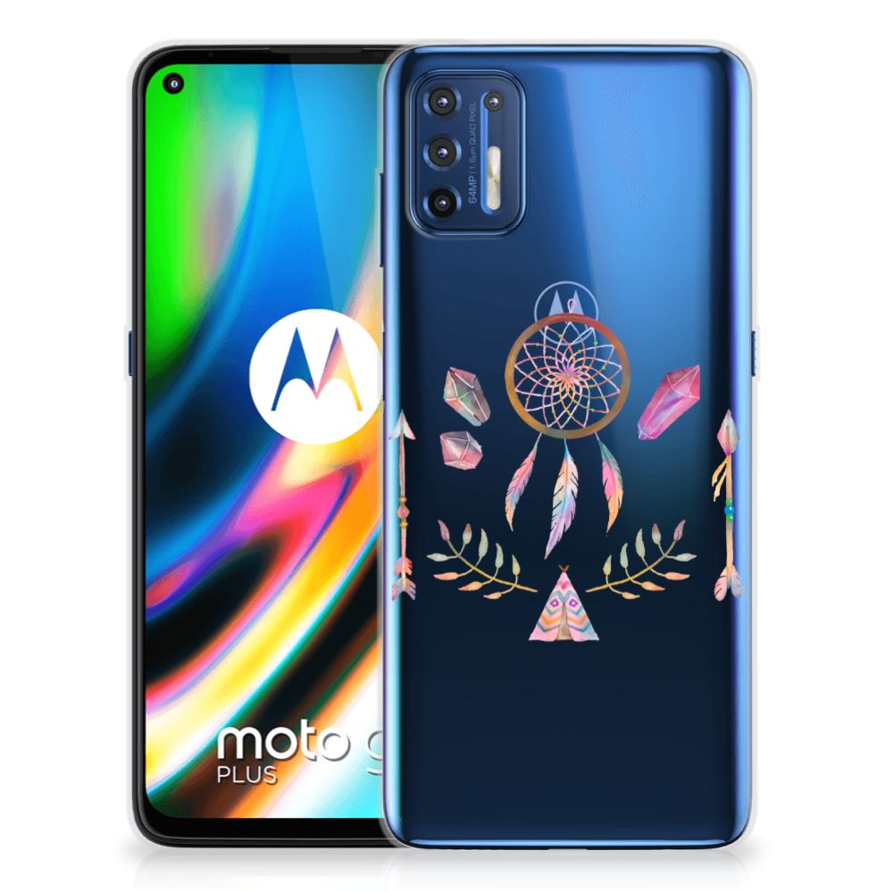 Motorola Moto G9 Plus Telefoonhoesje met Naam Boho Dreamcatcher