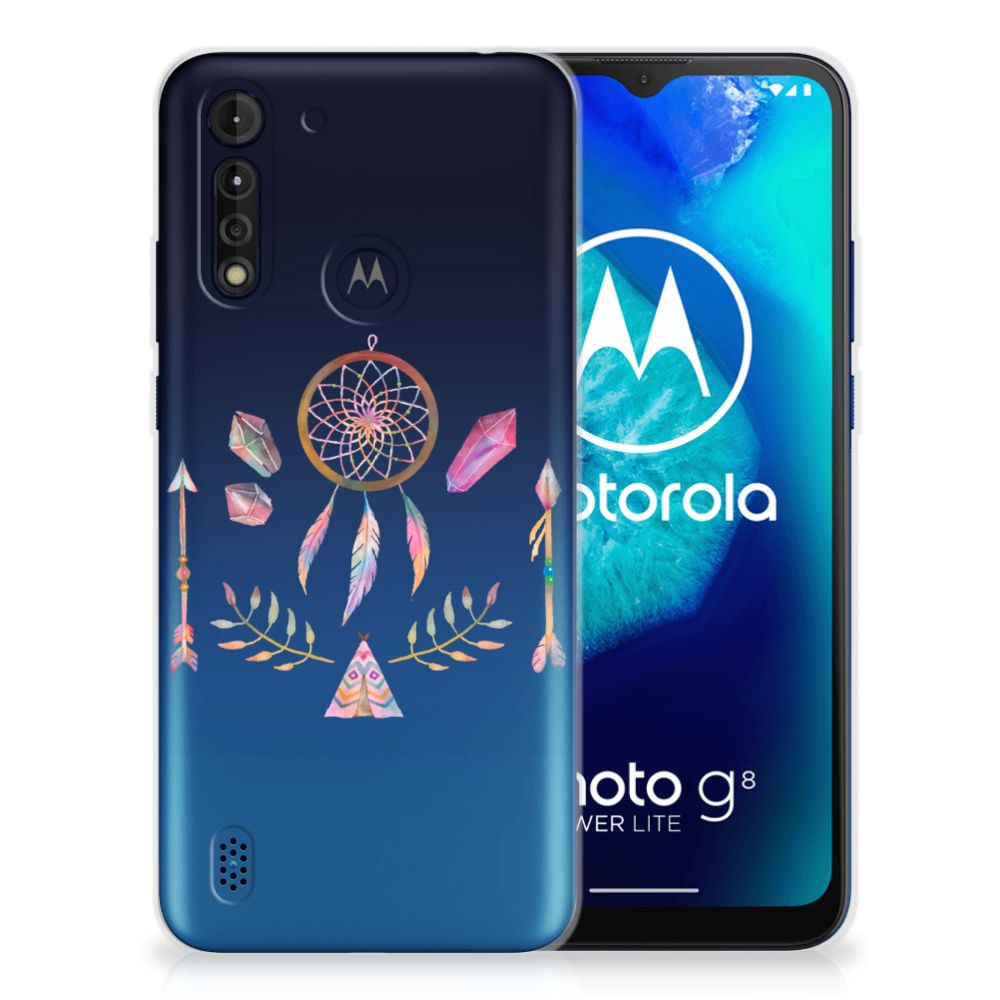 Motorola Moto G8 Power Lite Telefoonhoesje met Naam Boho Dreamcatcher