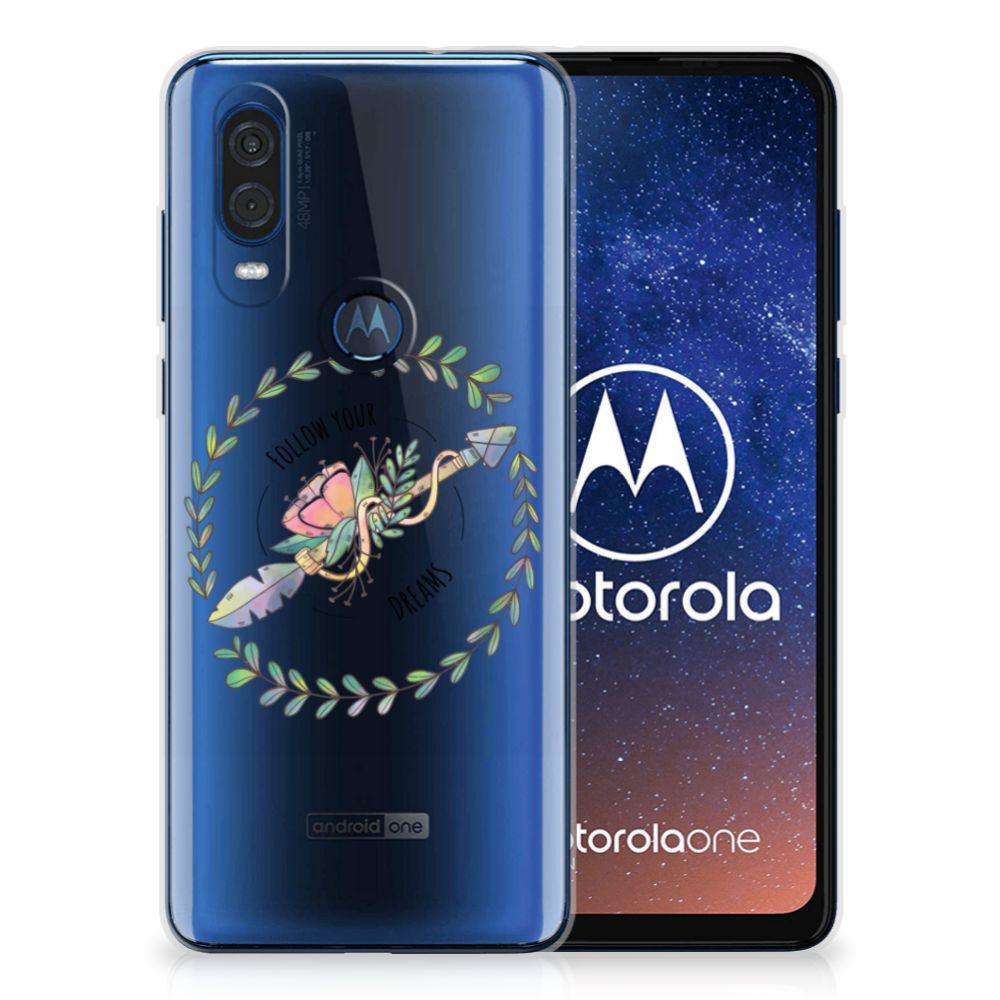 Motorola One Vision Telefoonhoesje met Naam Boho Dreams