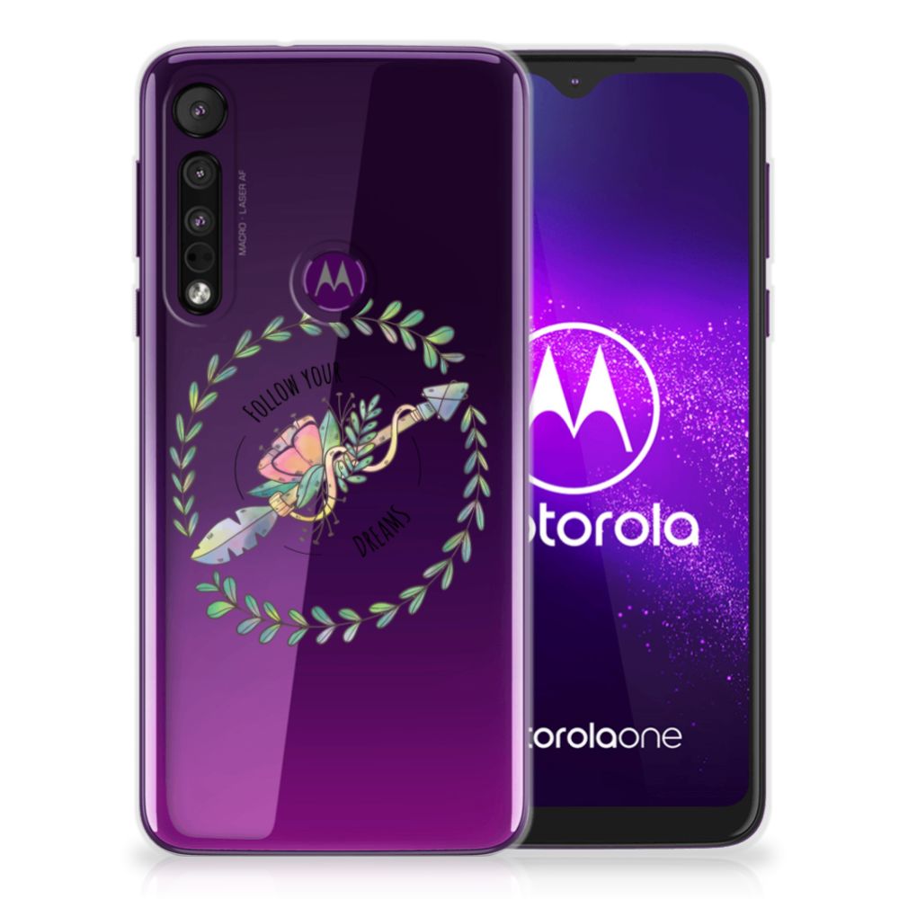 Motorola One Macro Telefoonhoesje met Naam Boho Dreams