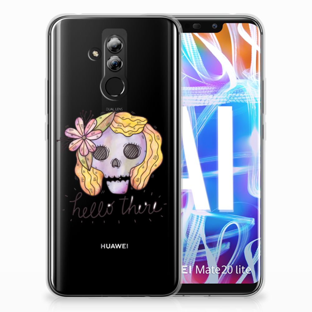 Silicone Back Case Huawei Mate 20 Lite Boho Skull