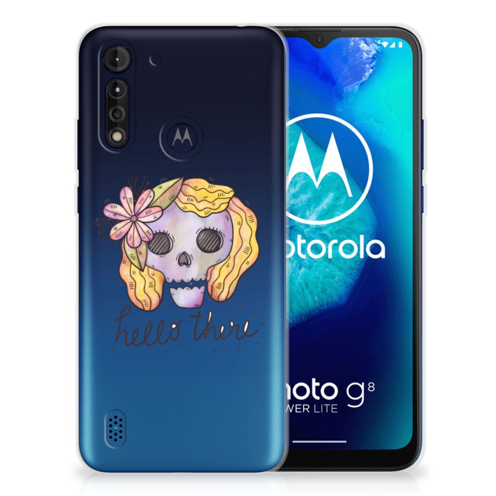 Silicone Back Case Motorola Moto G8 Power Lite Boho Skull