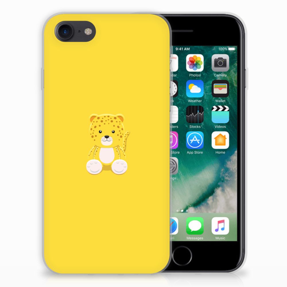 iPhone SE 2022 | SE 2020 | 8 | 7 Telefoonhoesje met Naam Baby Leopard