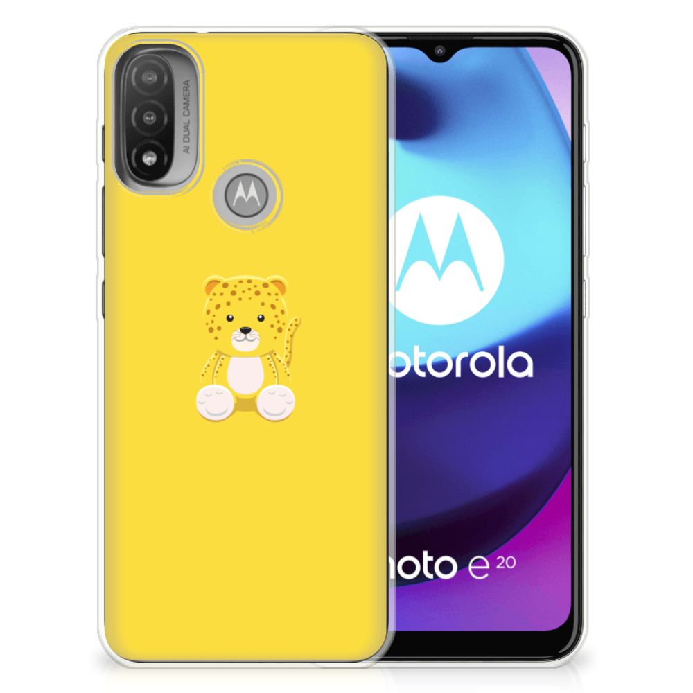 Motorola Moto E20 | E40 Telefoonhoesje met Naam Baby Leopard