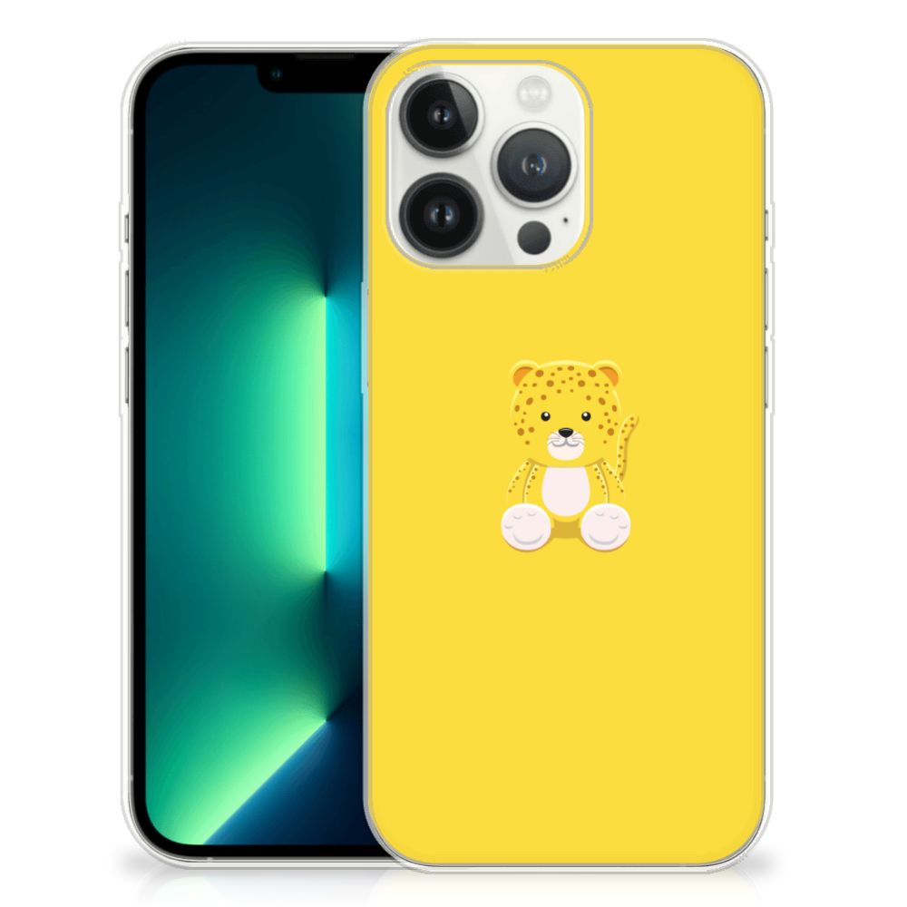 iPhone 13 Pro Max Telefoonhoesje met Naam Baby Leopard