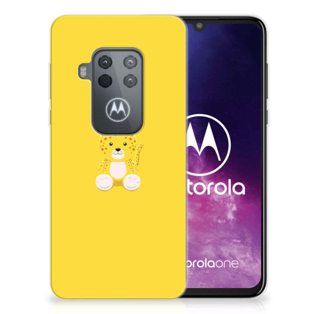 Motorola One Zoom Telefoonhoesje met Naam Baby Leopard