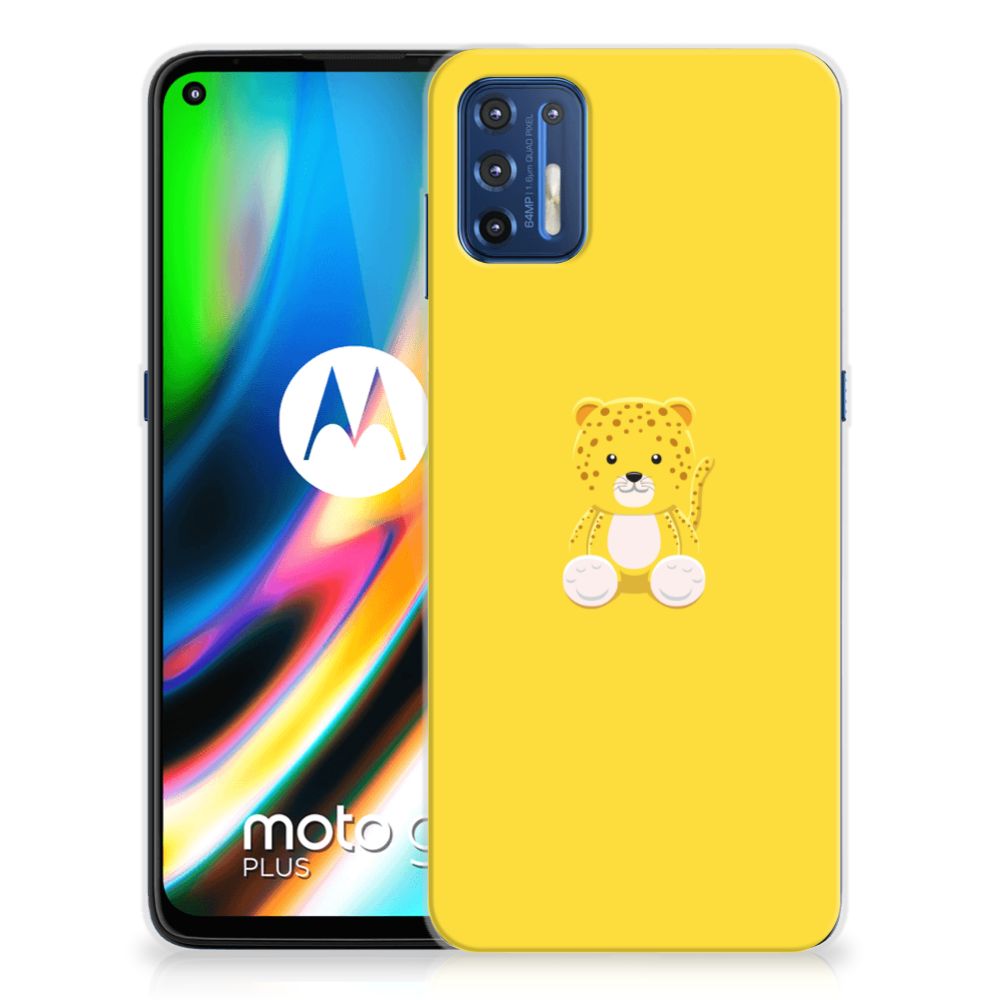 Motorola Moto G9 Plus Telefoonhoesje met Naam Baby Leopard
