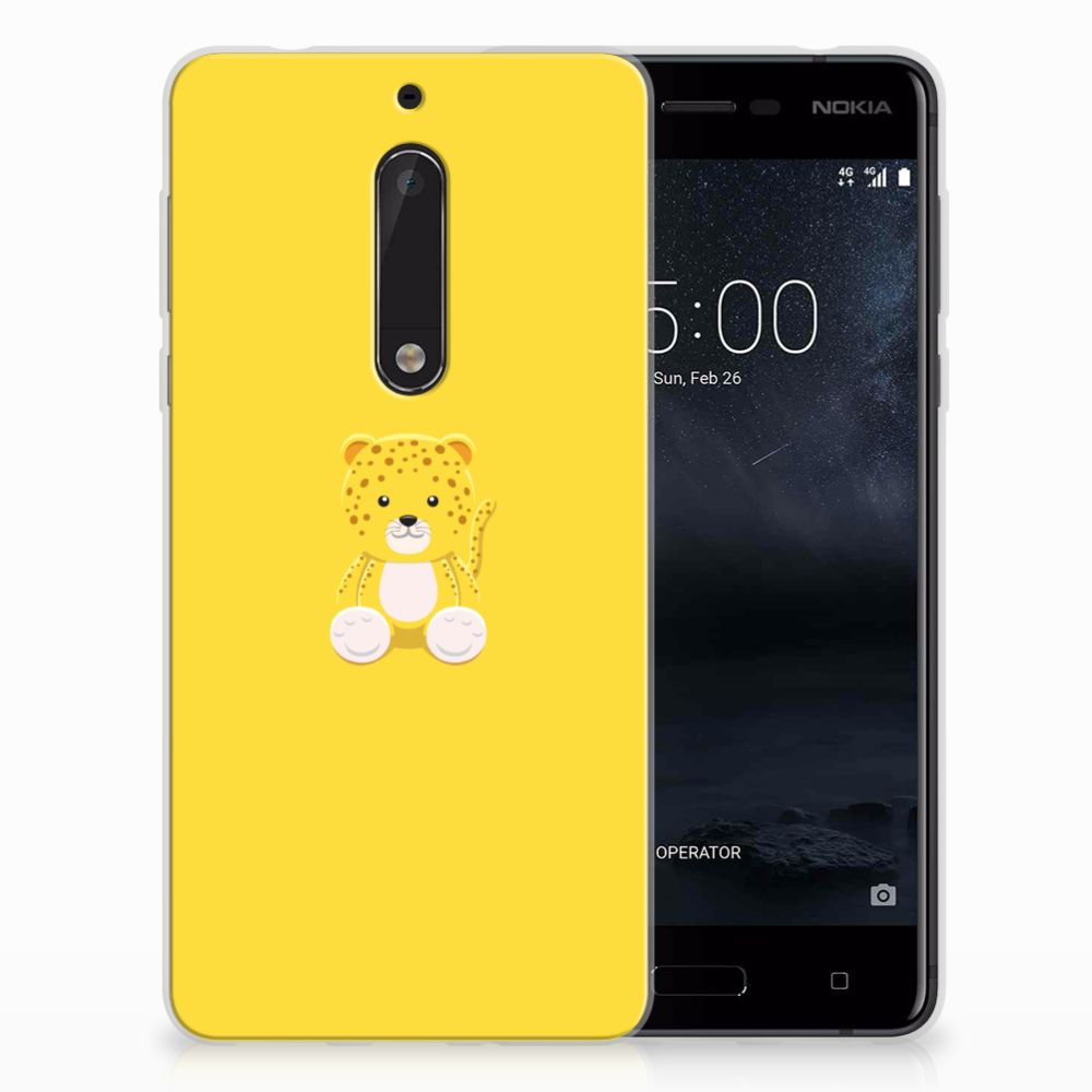 Nokia 5 Telefoonhoesje met Naam Baby Leopard