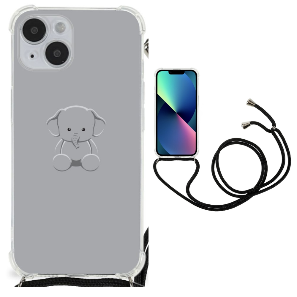 iPhone 14 Plus Stevig Bumper Hoesje Grijs Baby Olifant