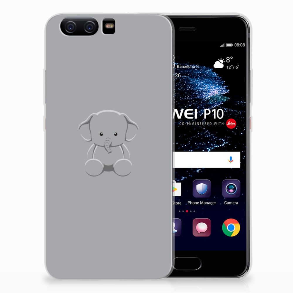 Huawei P10 Telefoonhoesje met Naam Grijs Baby Olifant