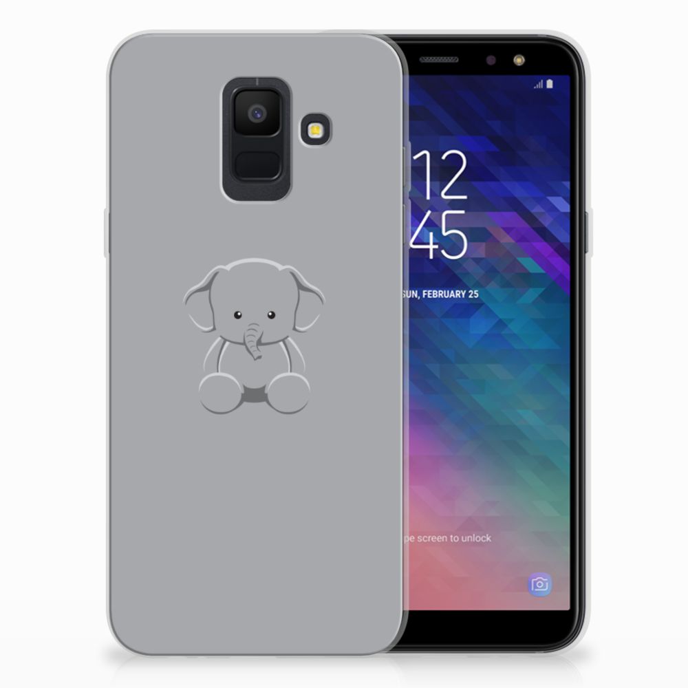 Samsung Galaxy A6 (2018) Telefoonhoesje met Naam Grijs Baby Olifant