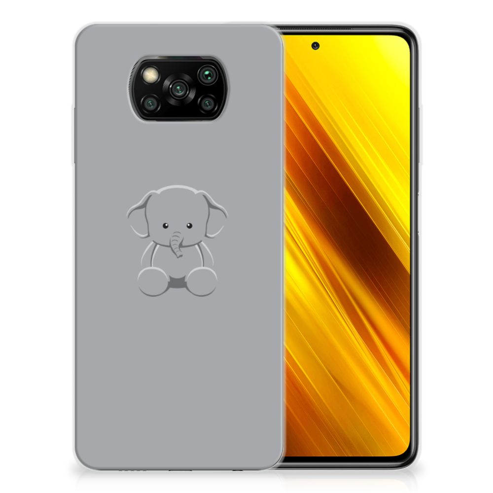 Xiaomi Poco X3 | Poco X3 Pro Telefoonhoesje met Naam Grijs Baby Olifant
