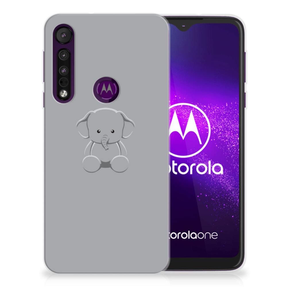 Motorola One Macro Telefoonhoesje met Naam Grijs Baby Olifant