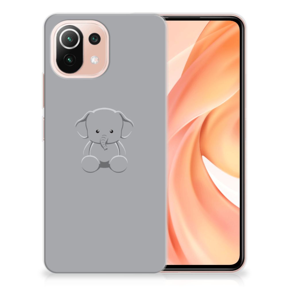 Xiaomi Mi 11 Lite | 11 Lite 5G NE Telefoonhoesje met Naam Grijs Baby Olifant
