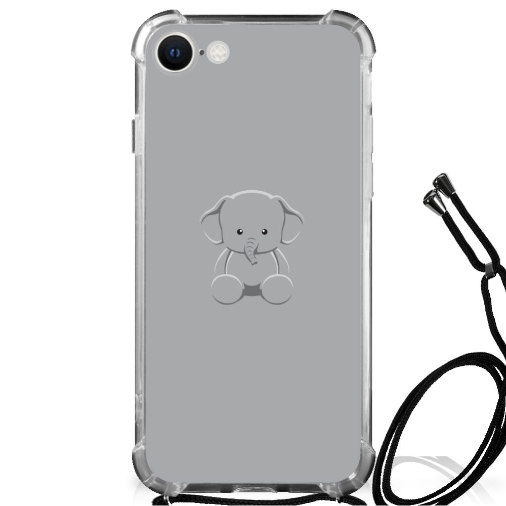 iPhone SE 2022 | 2020 | 8 | 7 Stevig Bumper Hoesje Grijs Baby Olifant