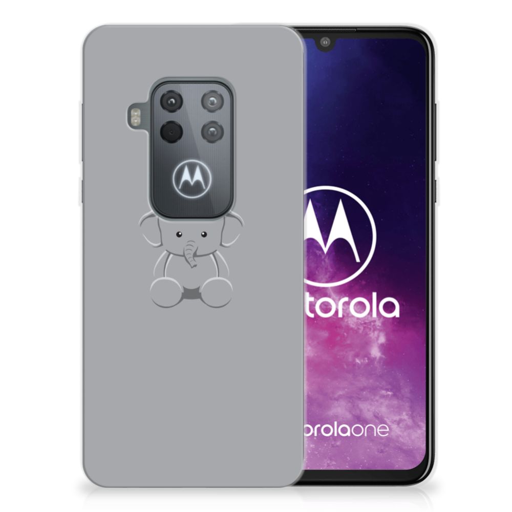 Motorola One Zoom Telefoonhoesje met Naam Grijs Baby Olifant