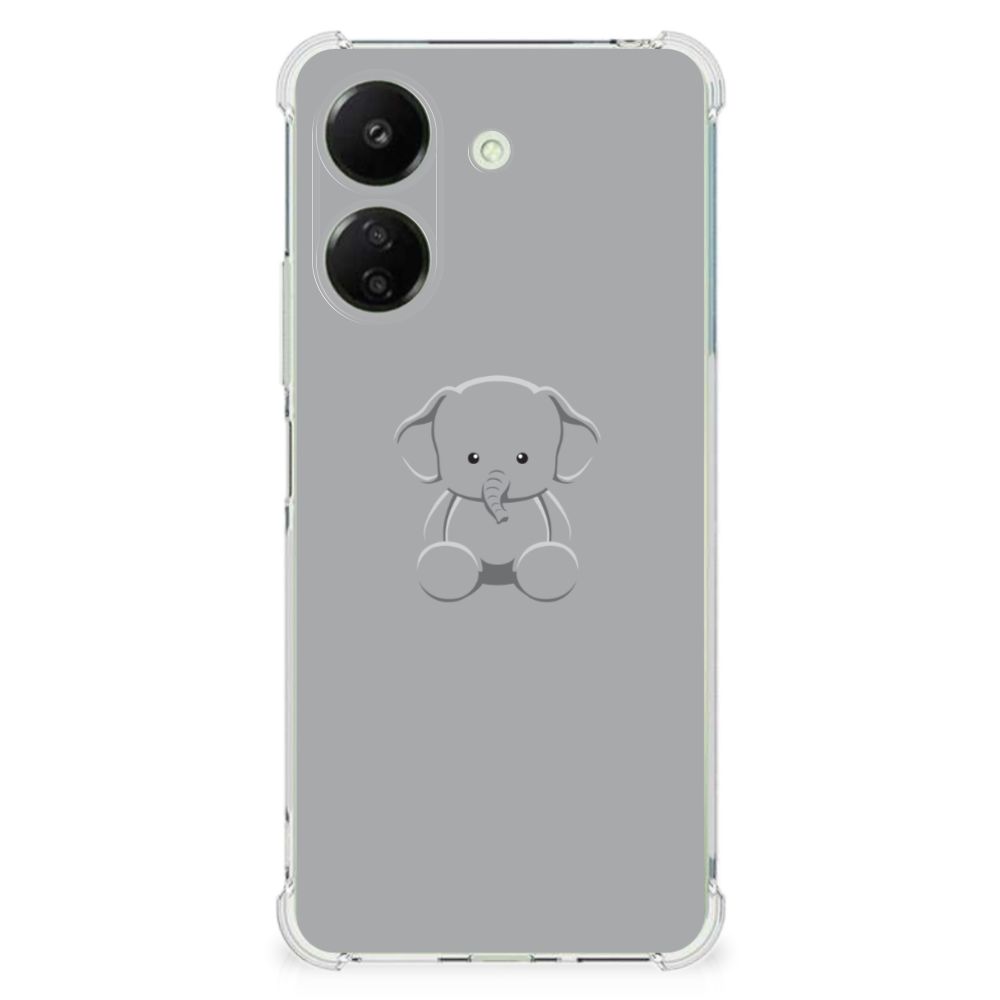 Xiaomi Redmi 13C 4G Stevig Bumper Hoesje Grijs Baby Olifant