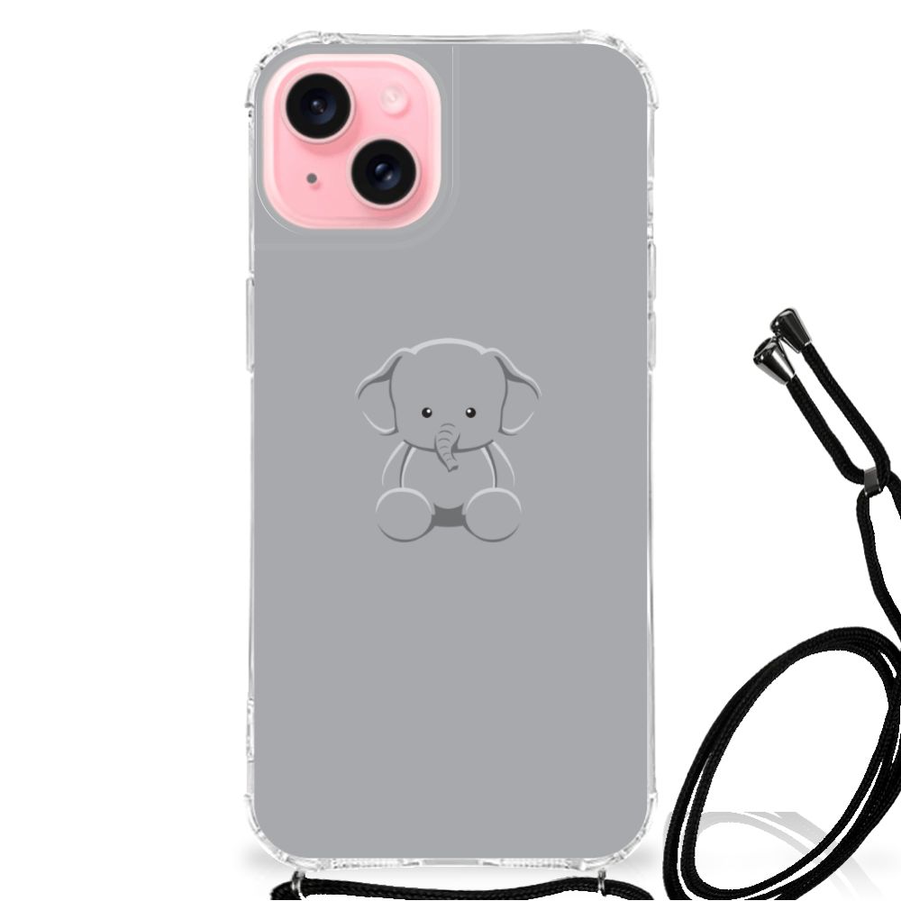iPhone 15 Plus Stevig Bumper Hoesje Grijs Baby Olifant