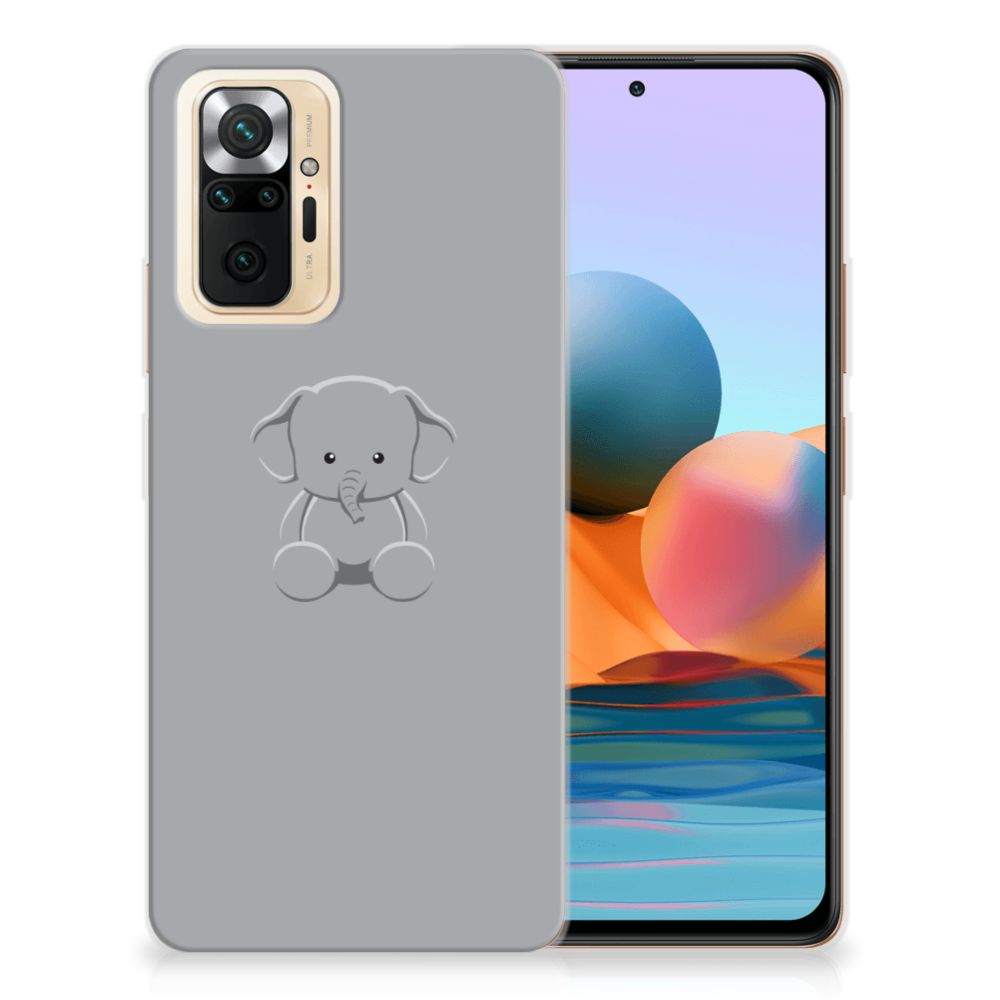 Xiaomi Redmi Note 10 Pro Telefoonhoesje met Naam Grijs Baby Olifant