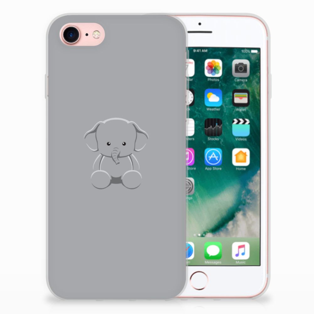 iPhone SE 2022 | SE 2020 | 8 | 7 Telefoonhoesje met Naam Grijs Baby Olifant
