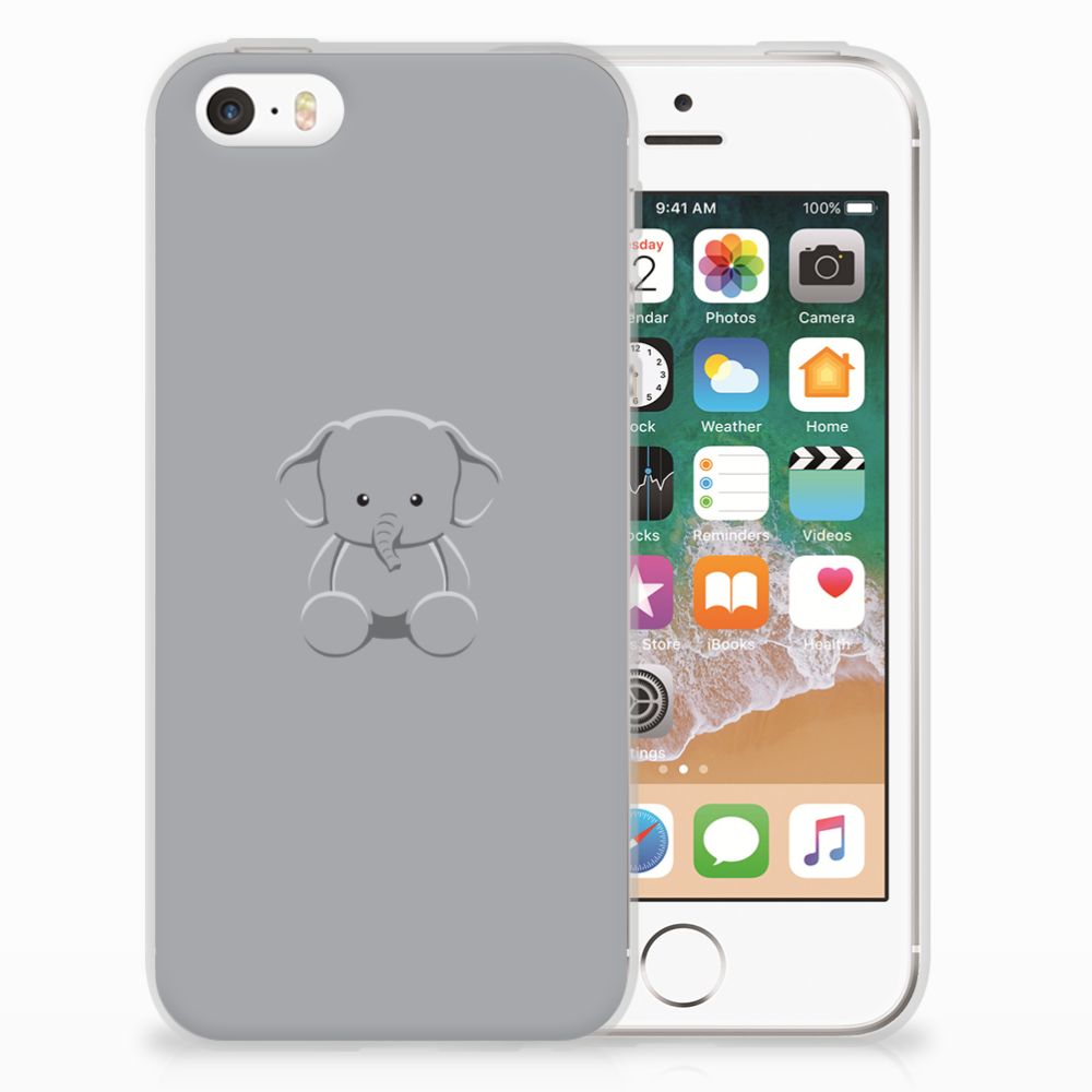 Apple iPhone SE | 5S Telefoonhoesje met Naam Grijs Baby Olifant