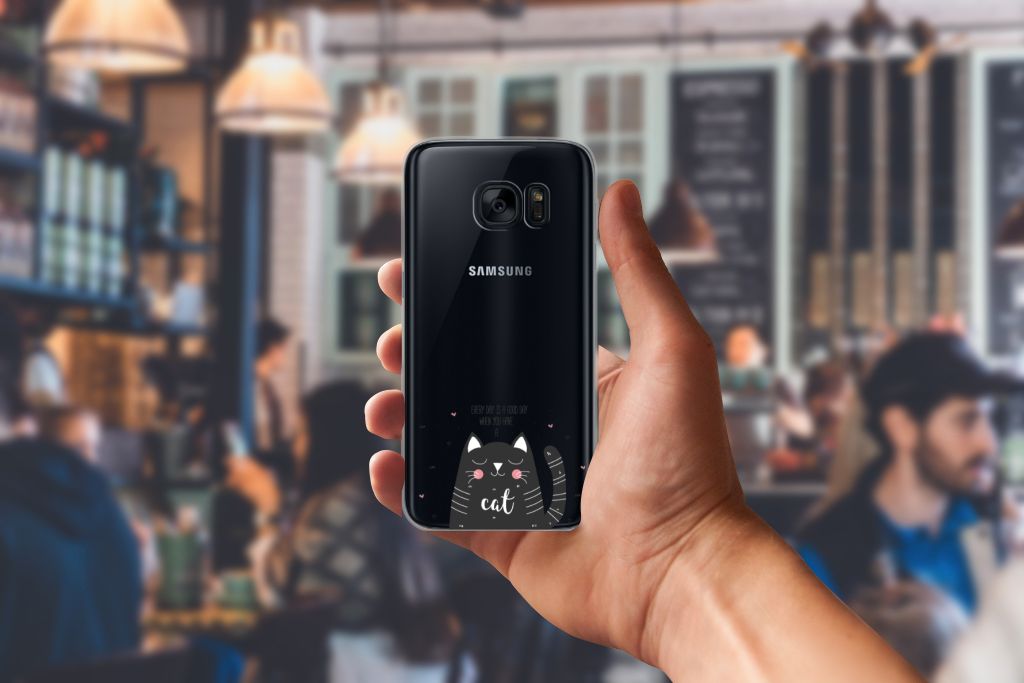 Samsung Galaxy S7 Telefoonhoesje met Naam Cat Good Day
