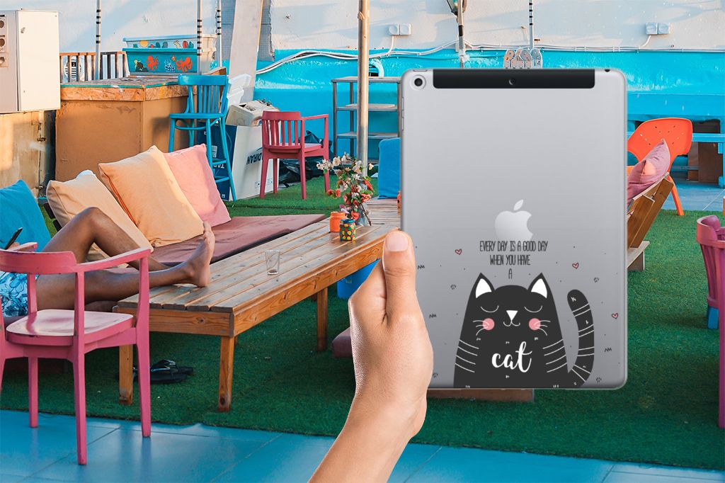 Apple iPad 9.7 2018 | 2017 Tablet Back Cover Cat Good Day
