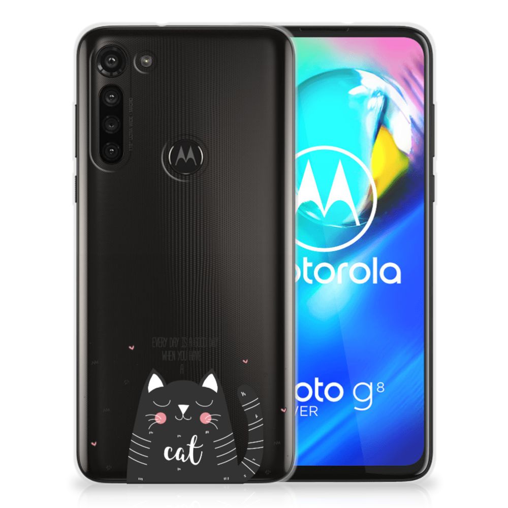 Motorola Moto G8 Power Telefoonhoesje met Naam Cat Good Day