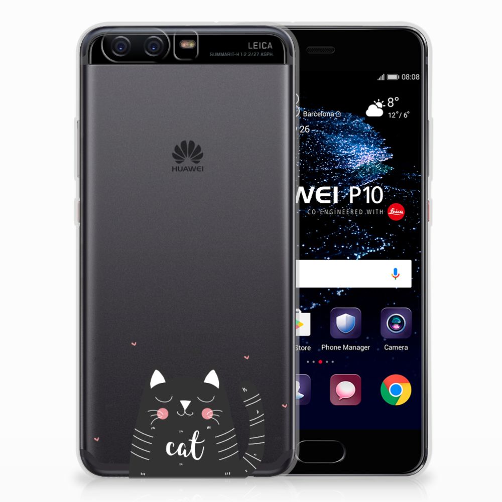 Huawei P10 Telefoonhoesje met Naam Cat Good Day