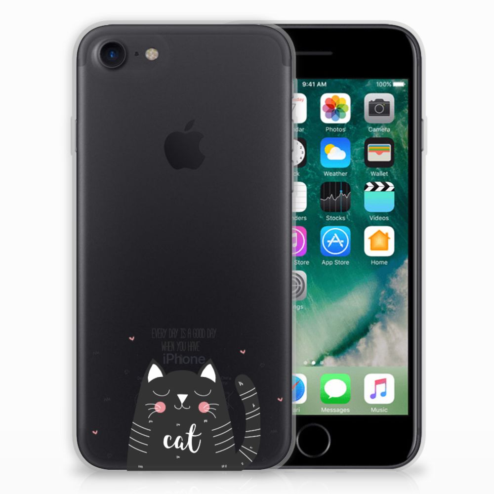 iPhone SE 2022 | SE 2020 | 8 | 7 Telefoonhoesje met Naam Cat Good Day