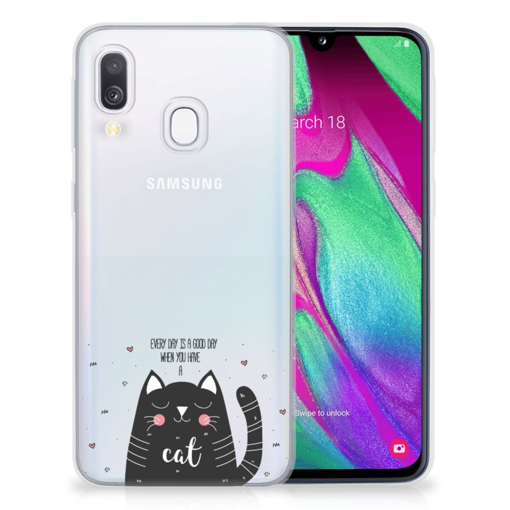 Samsung Galaxy A40 Telefoonhoesje met Naam Cat Good Day