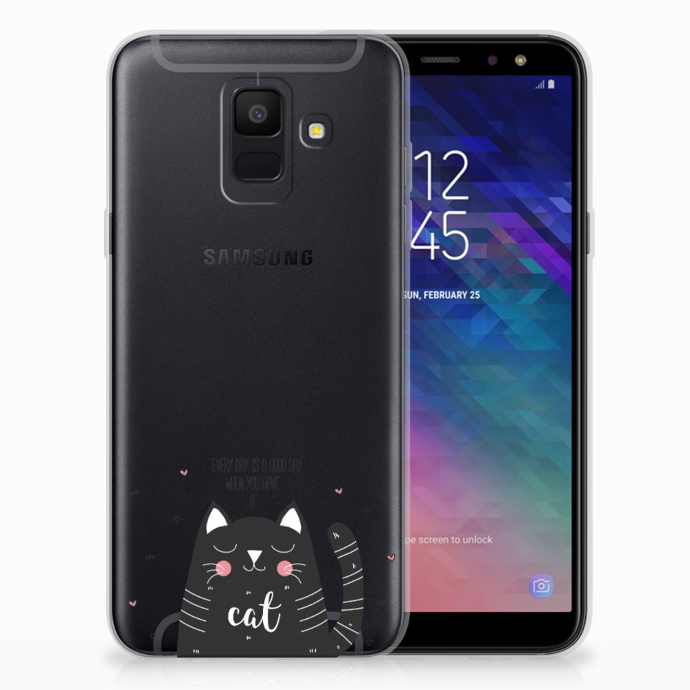 Samsung Galaxy A6 (2018) Telefoonhoesje met Naam Cat Good Day