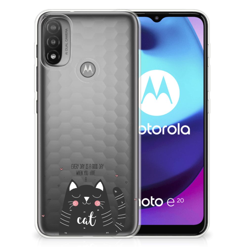 Motorola Moto E20 | E40 Telefoonhoesje met Naam Cat Good Day