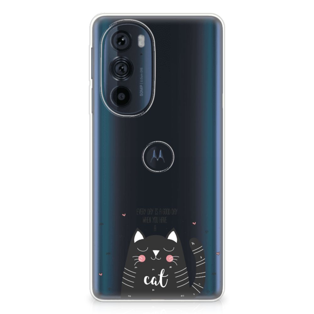 Motorola Edge 30 Pro Telefoonhoesje met Naam Cat Good Day