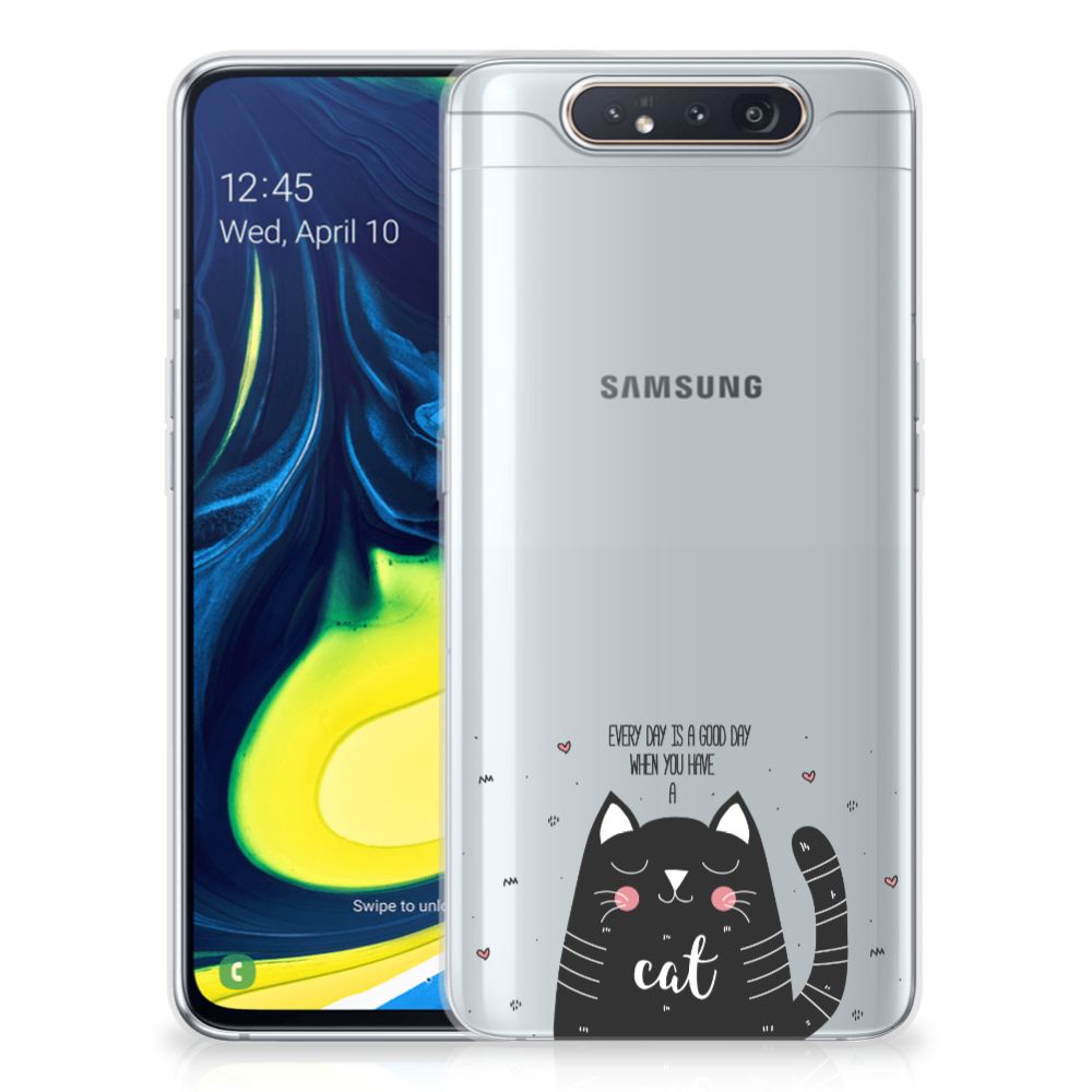 Samsung Galaxy A80 Telefoonhoesje met Naam Cat Good Day