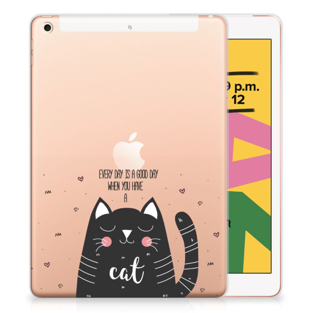 Apple iPad 10.2 | iPad 10.2 (2020) | 10.2 (2021) Tablet Back Cover Cat Good Day