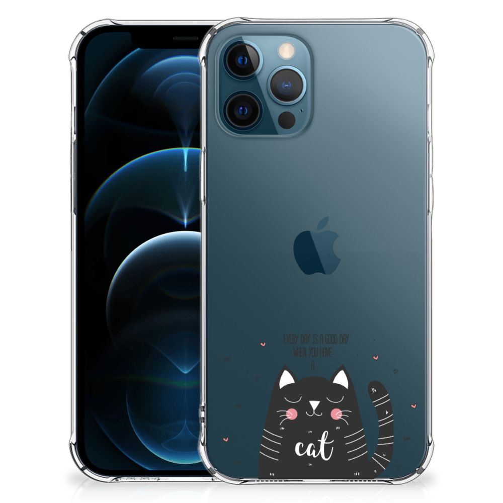 iPhone 12 | 12 Pro Stevig Bumper Hoesje Cat Good Day