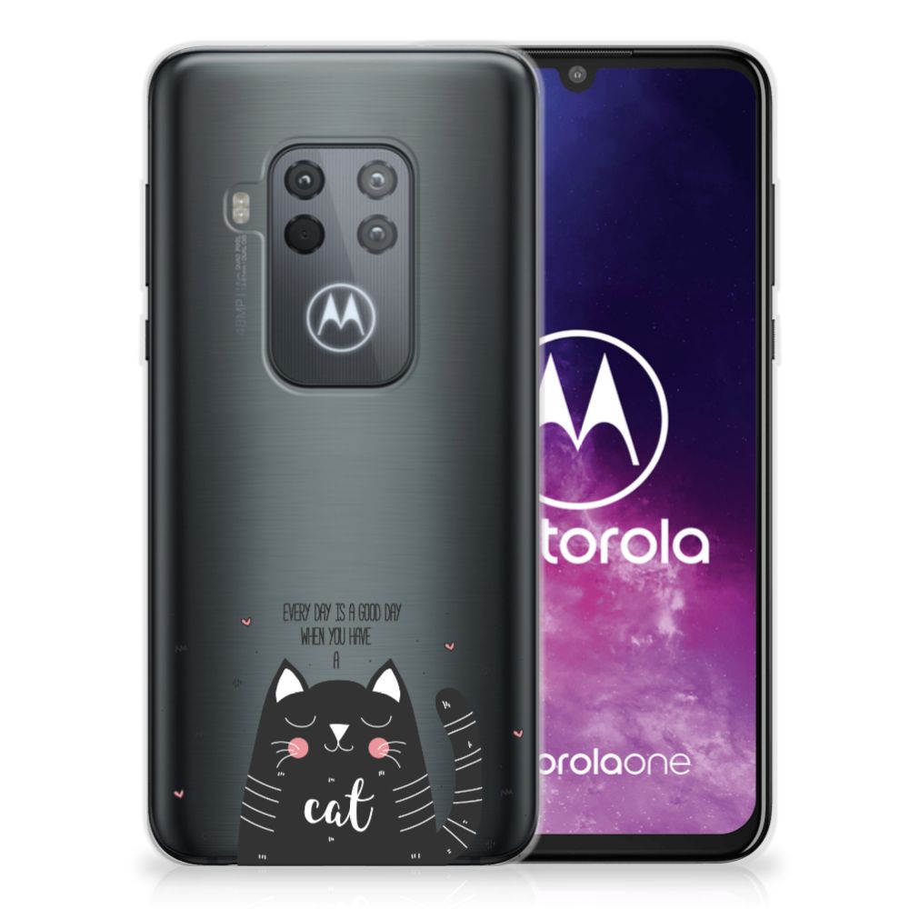 Motorola One Zoom Telefoonhoesje met Naam Cat Good Day
