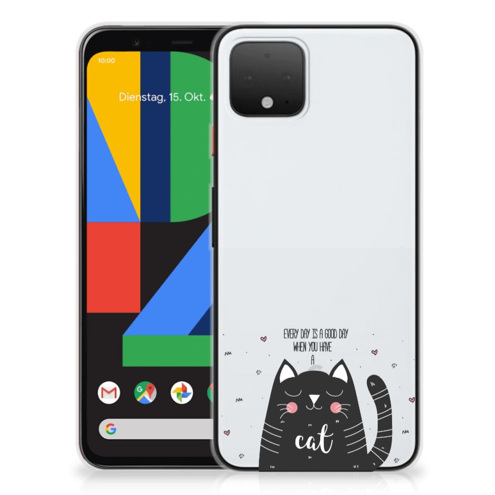 Google Pixel 4 Telefoonhoesje met Naam Cat Good Day