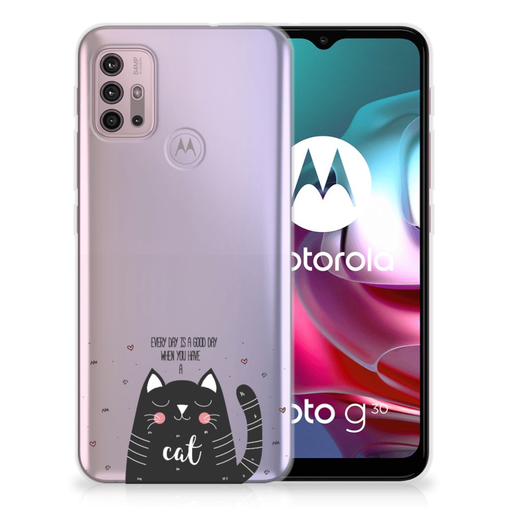 Motorola Moto G30 | G10 Telefoonhoesje met Naam Cat Good Day